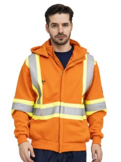 Men’s Orange Hi-Vis Hooded Work Jacket