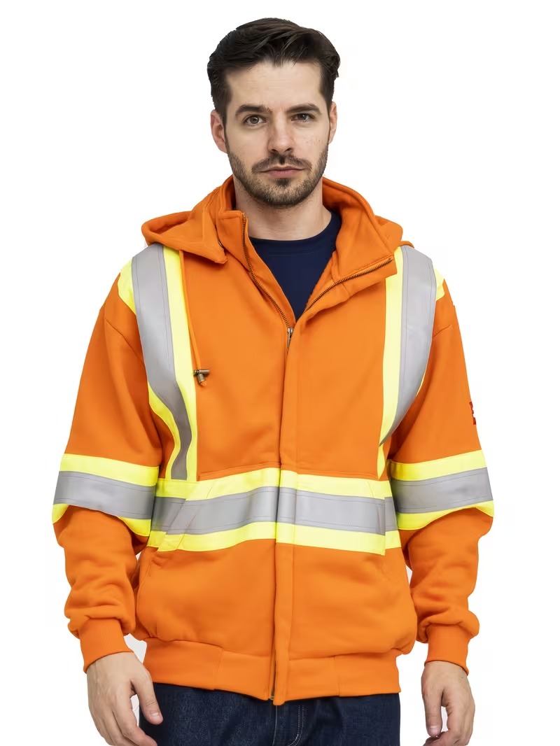 Men’s Orange Hi-Vis Hooded Work Jacket